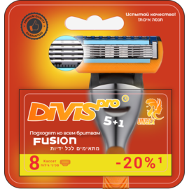 Сменные кассеты для бритья DIVIS PRO5+1, 8 кассеты в упаковке