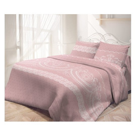 Комплект постельного белья Самойловский текстиль Кружевная пудра евро бязь розовый/белый (717870)