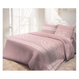 Комплект постельного белья Самойловский текстиль Кружевная пудра евро бязь розовый/белый (717871)