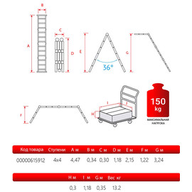 Лестница трансформер Новая высота четырехсекционная алюминиевая 4х4 бытовая